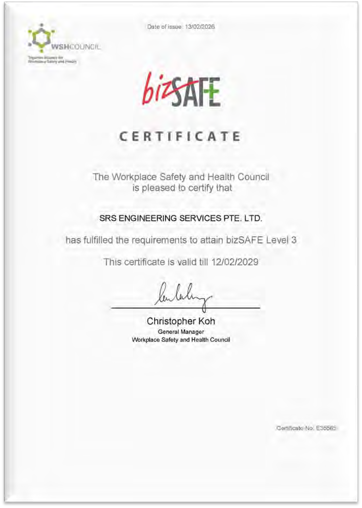 bizSAFE Level 3 Certificate